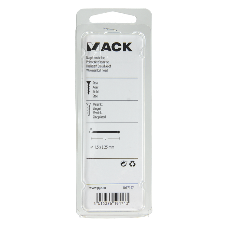 Chargez l'image dans la visionneuse de la galerie, Mack 1017157 - nagel ronde kop staal verzinkt100 gr 1,5 x 25 mm | 5 stuks