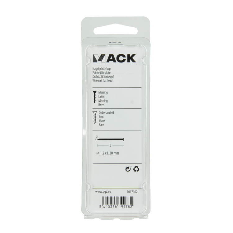 Afbeelding laden in galerijviewer, Mack 1017162 - nagel platte kop messing 18 gr1,2 x 20 mm | 10 stuks