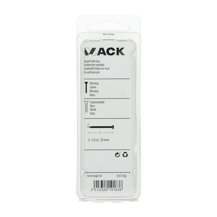 Afbeelding laden in galerijviewer, Mack 1017166 - nagel bolle kop messing 20 gr 1,0 x 10 mm | 10 stuks
