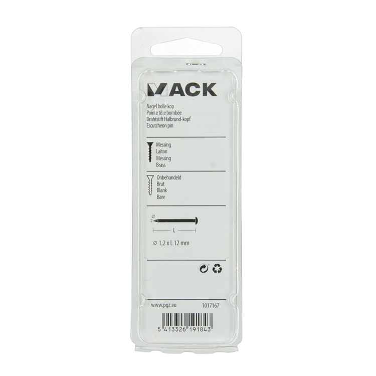 Afbeelding laden in galerijviewer, Mack 1017167 - nagel bolle kop messing 20 gr 1,2 x 12 mm | 10 stuks