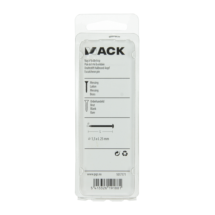 Afbeelding laden in galerijviewer, Mack 1017171 - nagel bolle kop messing 20 gr 1,5 x 25 mm | 10 stuks