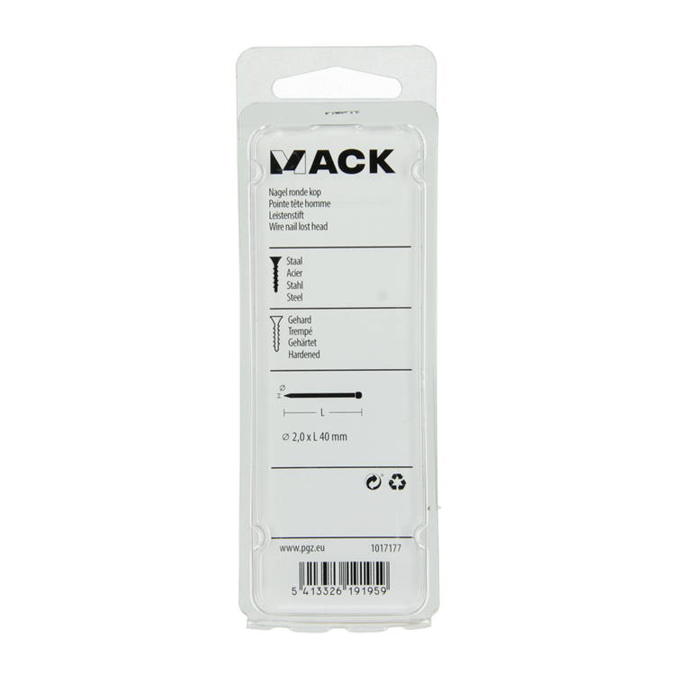 Afbeelding laden in galerijviewer, Mack 1017177 - nagel ronde kop staal gehard 50 gr 2,0 x 40 mm | 10 stuks