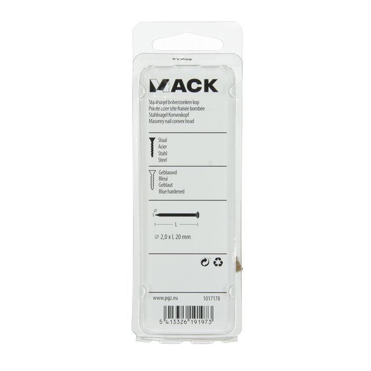 Afbeelding laden in galerijviewer, Mack 1017178 - staalnagel bvk staal geblauwd 40 gr 2,0 x 20 mm | 10 stuks