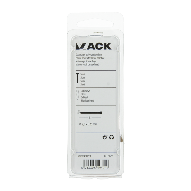 Afbeelding laden in galerijviewer, Mack 1017179 - staalnagel bvk staal geblauwd 40 gr 2,0 x 25 mm | 10 stuks