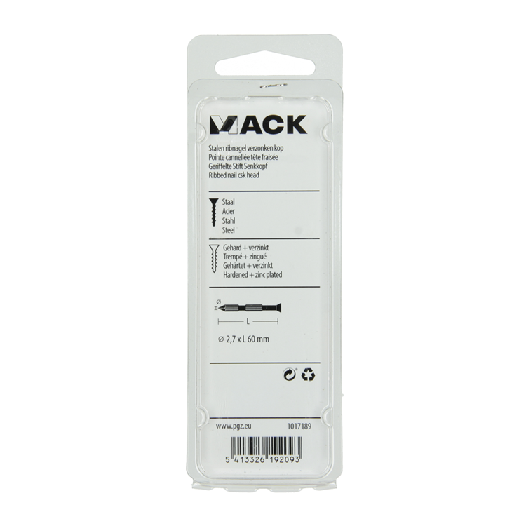 ギャラリービューアに画像をロードする, Mack 1017189 - stalen ribnagel vk st.gehard + verz.14 st 2,7 x 60 mm | 10 stuks