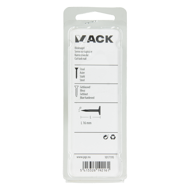 Afbeelding laden in galerijviewer, Mack 1017195 - bloknagel staal geblauwd 50 gr16 mm | 10 stuks