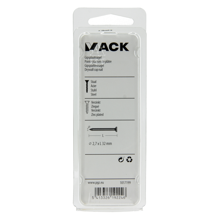 Afbeelding laden in galerijviewer, Mack 1017199 - gipsplaatnagel staal verzinkt 100 gr 2,7 x 32 mm | 5 stuks
