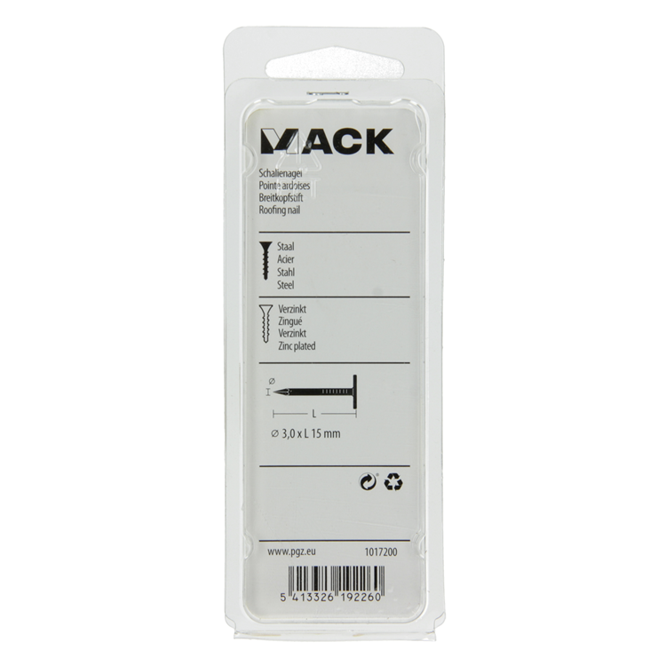 Afbeelding laden in galerijviewer, Mack 1017200 - schalienagel staal verzinkt 100 gr 3,0 x 15 mm | 5 stuks