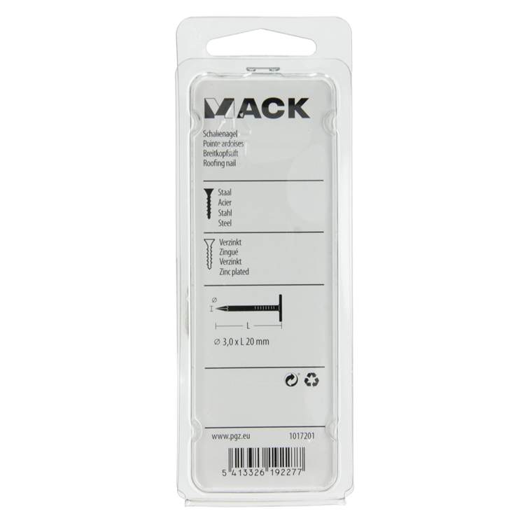 Afbeelding laden in galerijviewer, Mack 1017201 - schalienagel staal verzinkt 100 gr 3,0 x 20 mm | 5 stuks