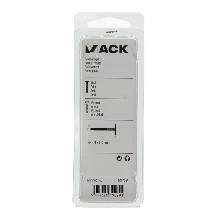 Afbeelding laden in galerijviewer, Mack 1017203 - schalienagel staal verzinkt 100 gr 3,0 x 30 mm | 5 stuks