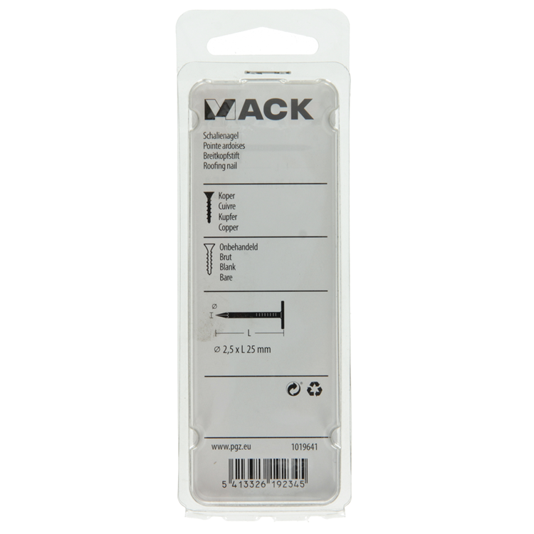 Afbeelding laden in galerijviewer, Mack 1019641 - schalienagel koper 30 gr 2,5 x 25mm | 10 stuks