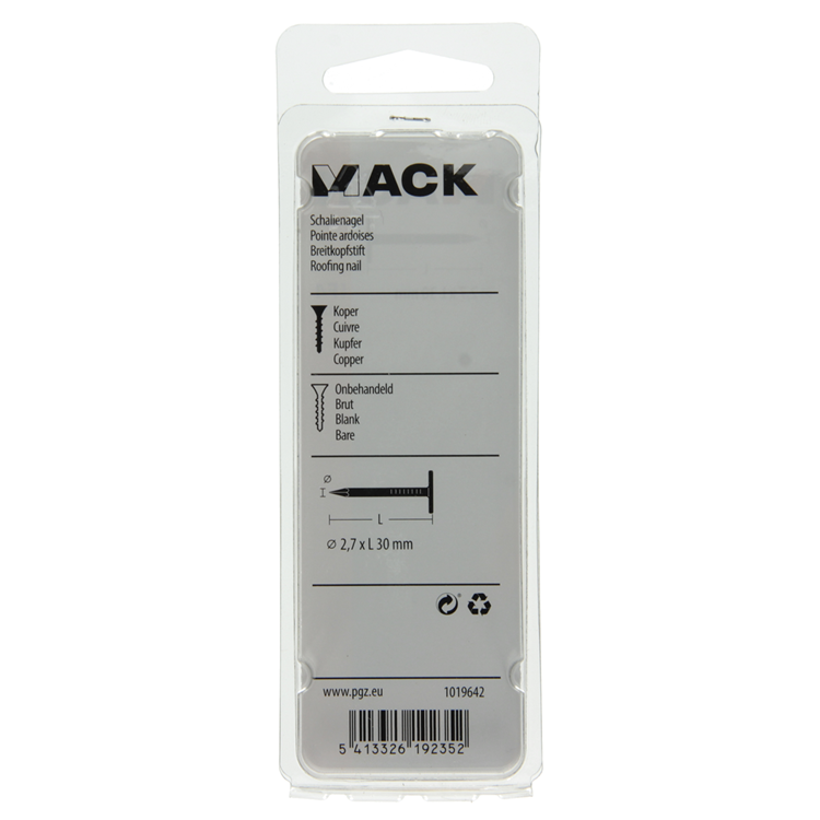 Afbeelding laden in galerijviewer, Mack 1019642 - schalienagel koper 30 gr 2,7 x 30mm | 10 stuks
