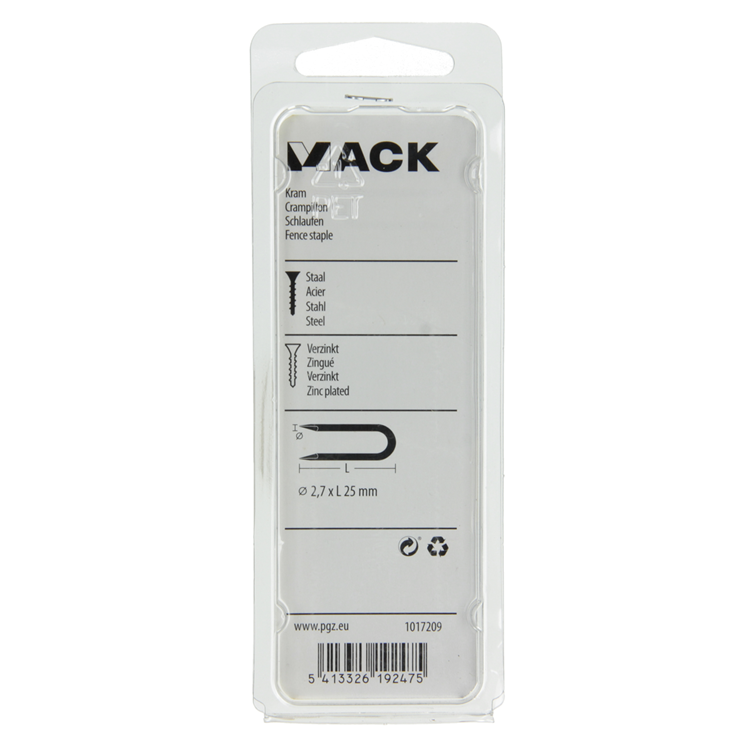 Afbeelding laden in galerijviewer, Mack 1017209 - kram staal verzinkt 90 gr 2,7 x 25 mm | 5 stuks