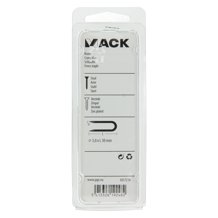 Afbeelding laden in galerijviewer, Mack 1017210 - kram staal verzinkt 100 gr 3,0 x 30 mm | 5 stuks