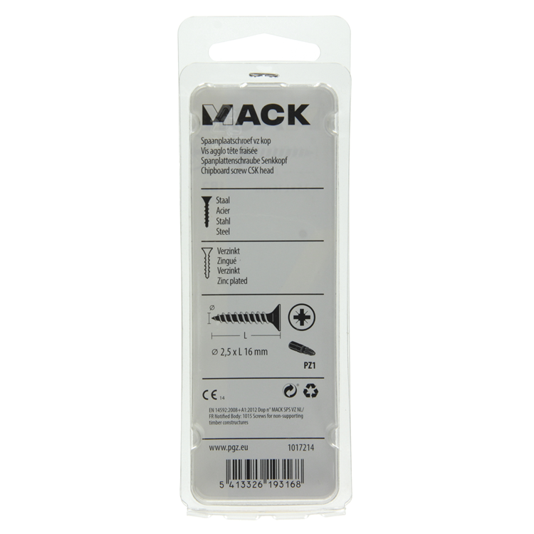 Afbeelding laden in galerijviewer, Mack 1017214 - spaanplaatschroef vz kop geelverz.60 st 2,5 x 16 mm | 10 stuks