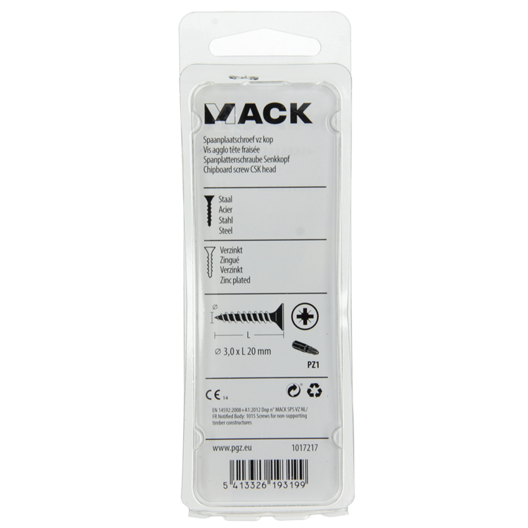 Afbeelding laden in galerijviewer, Mack 1017217 - spaanplaatschroef vz kop geelverz.45 st 3,0 x 20 mm | 10 stuks