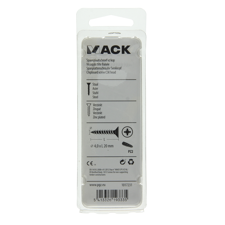 Afbeelding laden in galerijviewer, Mack 1017231 - spaanplaatschroef vz kop geelverz.30 st 4,0 x 20 mm | 10 stuks