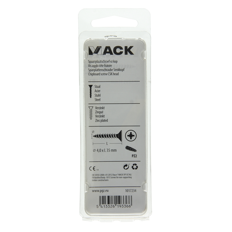 Afbeelding laden in galerijviewer, Mack 1017234 - spaanplaatschroef vz kop geelverz.20 st 4,0 x 35 mm | 10 stuks