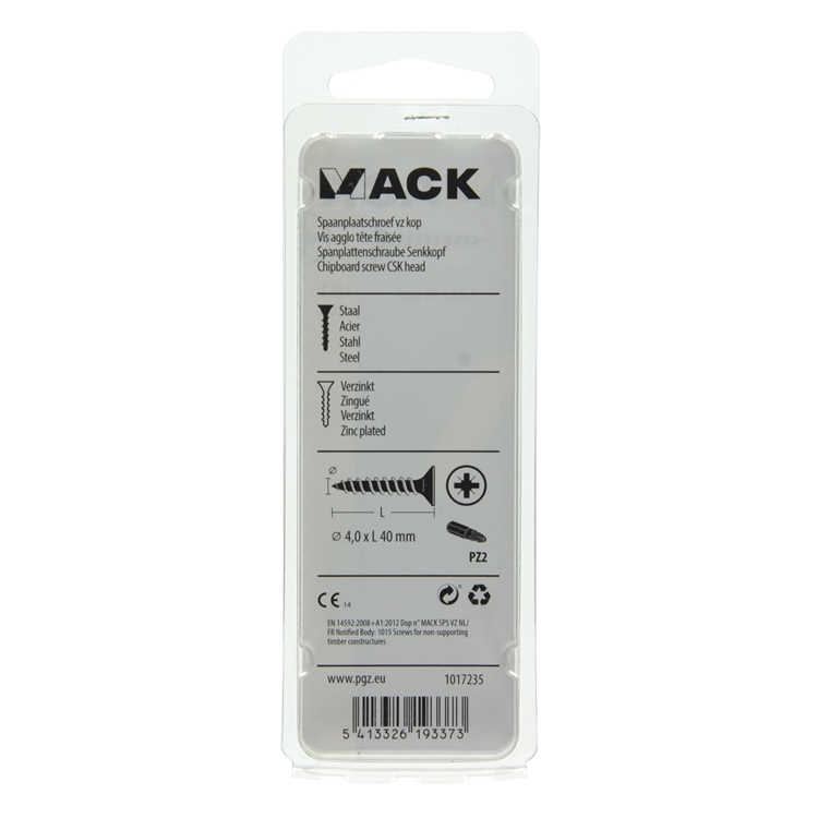 Afbeelding laden in galerijviewer, Mack 1017235 - spaanplaatschroef vz kop geelverz.18 st 4,0 x 40 mm | 10 stuks