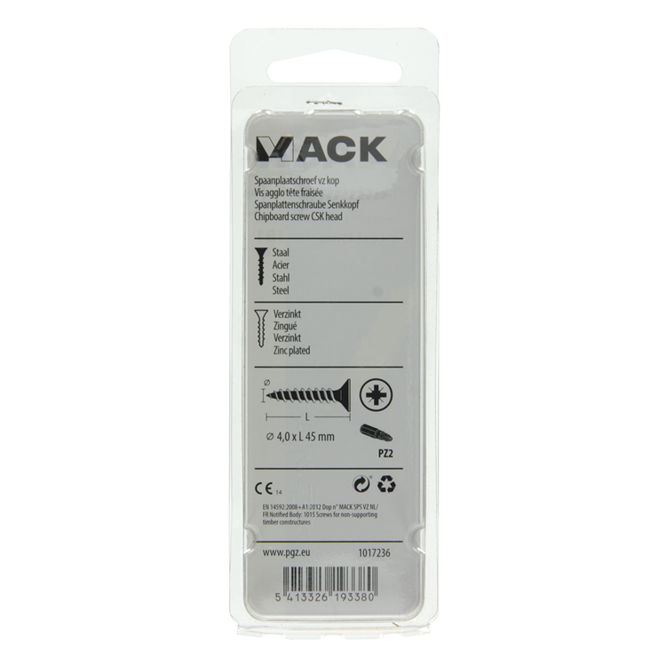 Afbeelding laden in galerijviewer, Mack 1017236 - spaanplaatschroef vz kop geelverz.16 st 4,0 x 45 mm | 10 stuks