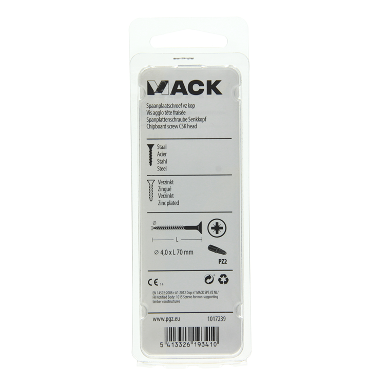 Afbeelding laden in galerijviewer, Mack 1017239 - spaanplaatschroef vz kop geelverz.10 st 4,0 x 70 mm | 10 stuks