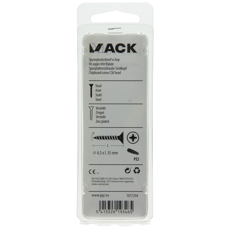 Afbeelding laden in galerijviewer, Mack 1017244 - spaanplaatschroef vz kop geelverz.16 st 4,5 x 35 mm | 10 stuks