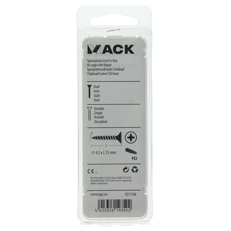 Afbeelding laden in galerijviewer, Mack 1017248 - spaanplaatschroef vz kop geelverz.11 st 4,5 x 55 mm | 10 stuks
