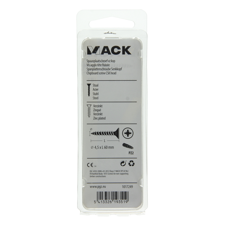 Chargez l'image dans la visionneuse de la galerie, Mack 1017249 - spaanplaatschroef vz kop geelverz.10 st 4,5 x 60 mm | 10 stuks