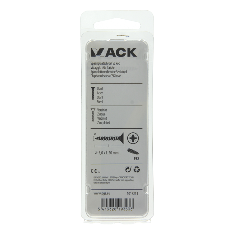 Afbeelding laden in galerijviewer, Mack 1017251 - spaanplaatschroef vz kop geelverz.20 st 5,0 x 20 mm | 10 stuks
