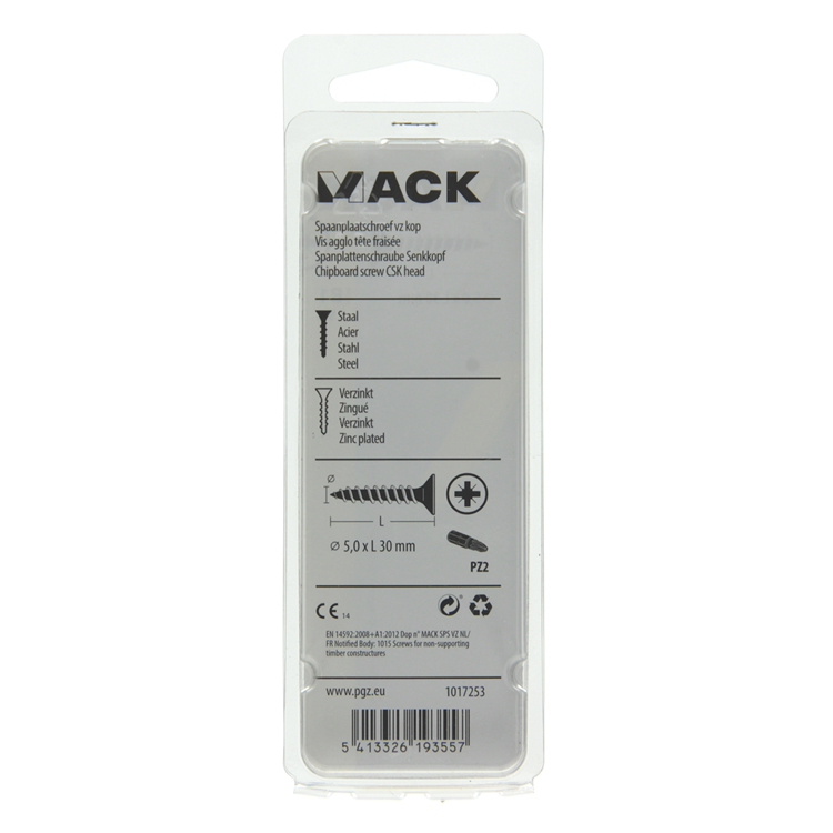 Afbeelding laden in galerijviewer, Mack 1017253 - spaanplaatschroef vz kop geelverz.15 st 5,0 x 30 mm | 10 stuks