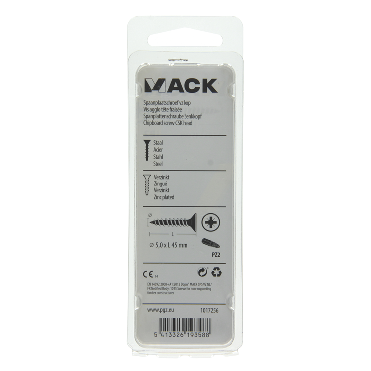 Afbeelding laden in galerijviewer, Mack 1017256 - spaanplaatschroef vz kop geelverz.11 st 5,0 x 45 mm | 10 stuks