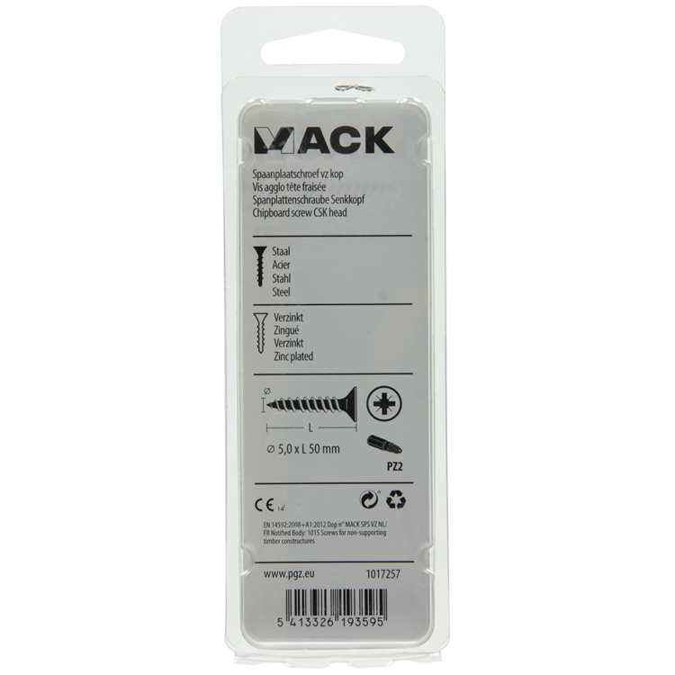 Afbeelding laden in galerijviewer, Mack 1017257 - spaanplaatschroef vz kop geelverz.10 st 5,0 x 50 mm | 10 stuks