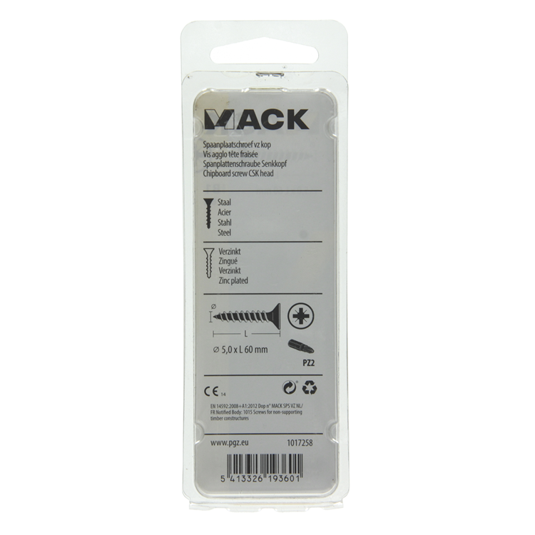 Afbeelding laden in galerijviewer, Mack 1017258 - spaanplaatschroef vz kop geelverz. 8 st 5,0 x 60 mm | 10 stuks