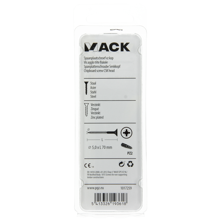 Afbeelding laden in galerijviewer, Mack 1017259 - spaanplaatschroef vz kop geelverz. 7 st 5,0 x 70 mm | 10 stuks
