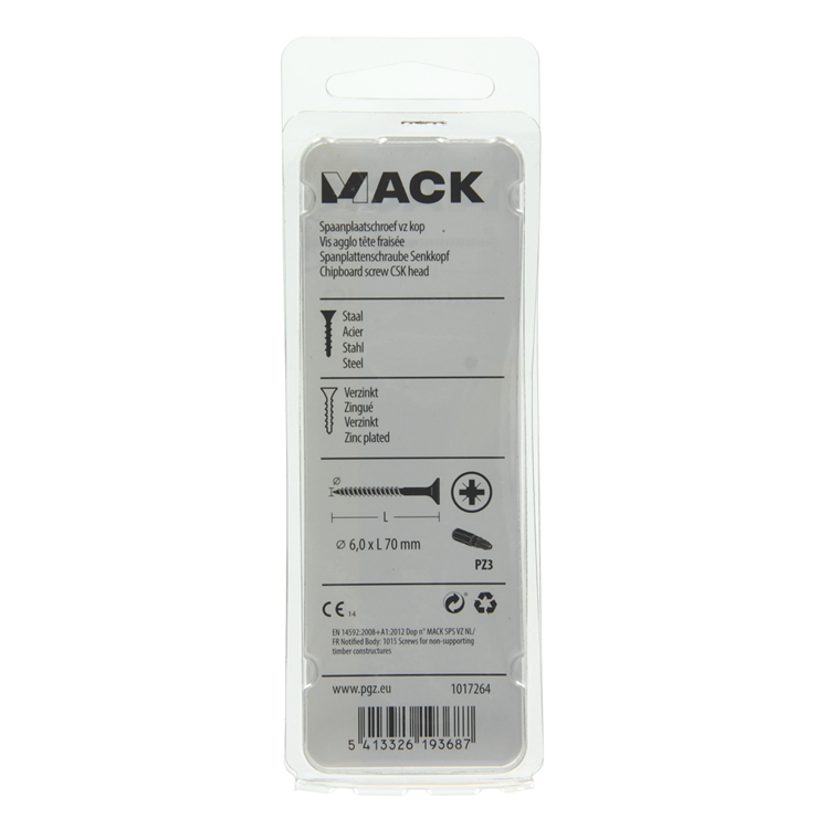 ギャラリービューアに画像をロードする, Mack 1017264 - spaanplaatschroef vz kop geelverz. 5 st 6,0 x 70 mm | 10 stuks