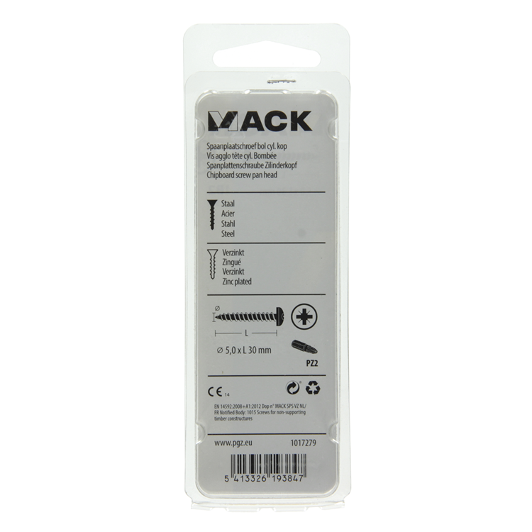 Afbeelding laden in galerijviewer, Mack 1017279 - spaanplaatschroef cylkop geelverz.15 st 5,0 x 30 mm | 10 stuks