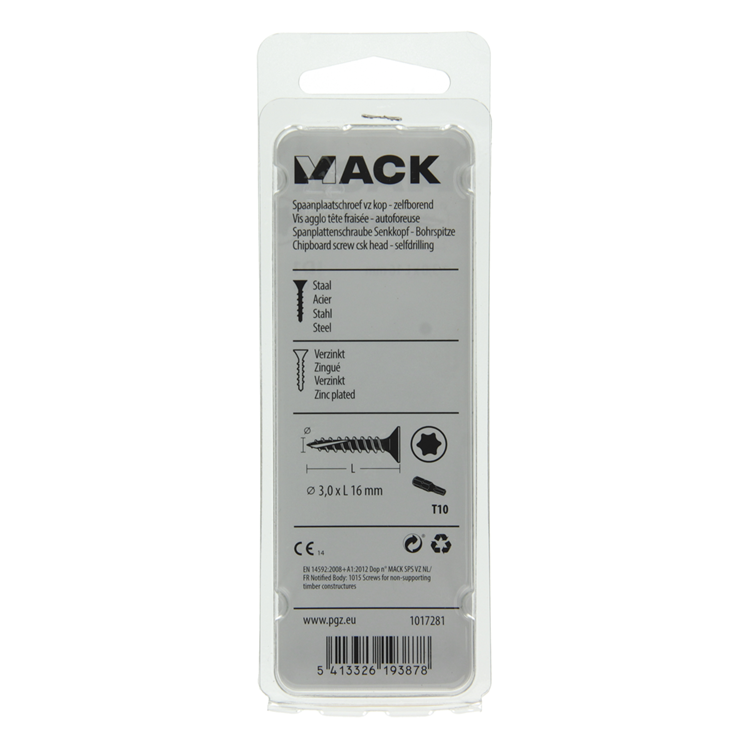 Afbeelding laden in galerijviewer, Mack 1017281 - spaanplschr.vzkop-zelfb. geelverz. 50 st 3,0 x 16 mm | 10 stuks