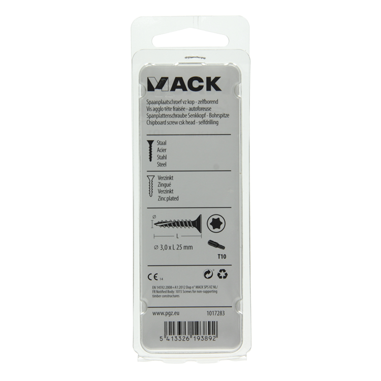 Afbeelding laden in galerijviewer, Mack 1017283 - spaanplschr.vzkop-zelfb. geelverz. 40 st 3,0 x 25 mm | 10 stuks