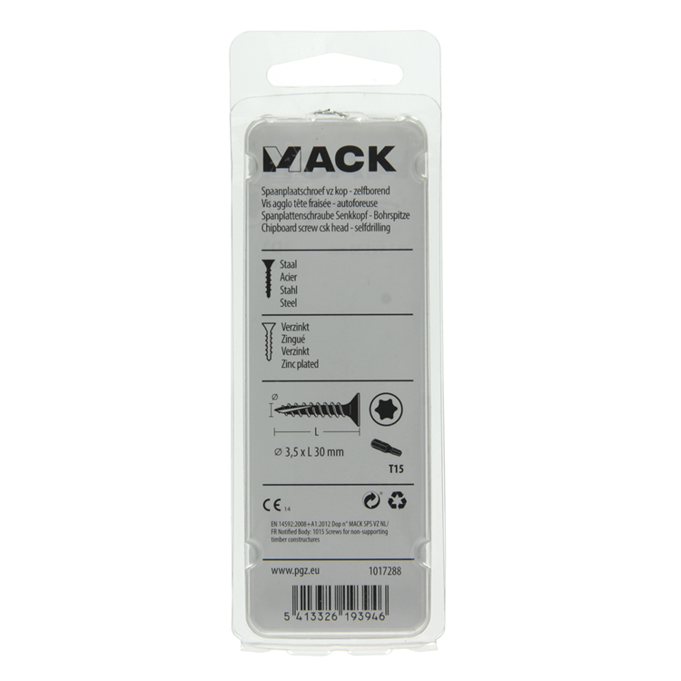 Afbeelding laden in galerijviewer, Mack 1017288 - spaanplschr.vzkop-zelfb. geelverz. 26 st 3,5 x 30 mm | 10 stuks