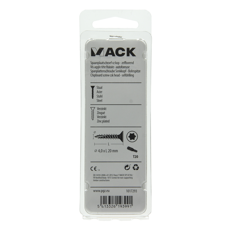 Afbeelding laden in galerijviewer, Mack 1017293 - spaanplschr.vzkop-zelfb. geelverz. 30 st 4,0 x 20 mm | 10 stuks