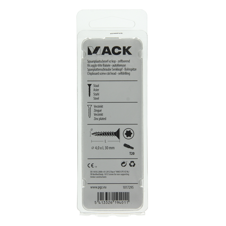 ギャラリービューアに画像をロードする, Mack 1017295 - spaanplschr.vzkop-zelfb. geelverz. 22 st 4,0 x 30 mm | 10 stuks