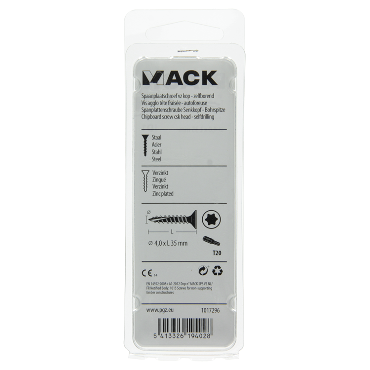 Afbeelding laden in galerijviewer, Mack 1017296 - spaanplschr.vzkop-zelfb. geelverz. 20 st 4,0 x 35 mm | 10 stuks