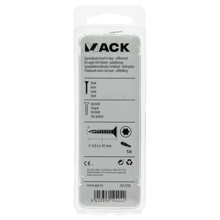 Afbeelding laden in galerijviewer, Mack 1017298 - spaanplschr.vzkop-zelfb. geelverz. 16 st 4,0 x 45 mm | 10 stuks