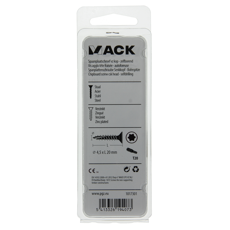 Afbeelding laden in galerijviewer, Mack 1017301 - spaanplschr.vzkop-zelfb. geelverz. 24 st 4,5 x 20 mm | 10 stuks