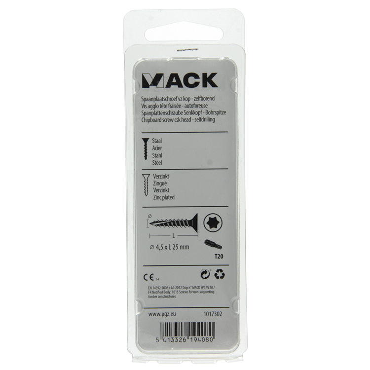 Afbeelding laden in galerijviewer, Mack 1017302 - spaanplschr.vzkop-zelfb. geelverz.20 st 4,5 x 25 mm | 10 stuks