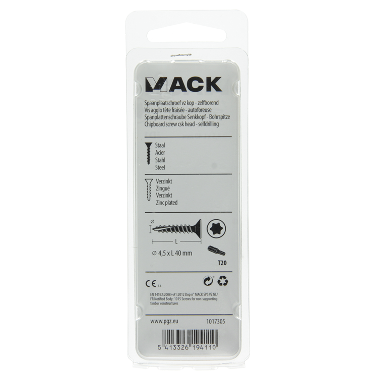 Afbeelding laden in galerijviewer, Mack 1017305 - spaanplschr.vzkop-zelfb. geelverz.15 st 4,5 x 40 mm | 10 stuks