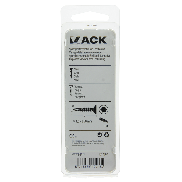 Afbeelding laden in galerijviewer, Mack 1017307 - spaanplschr.vzkop-zelfb. geelverz.12 st 4,5 x 50 mm | 10 stuks