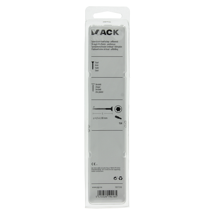 Afbeelding laden in galerijviewer, Mack 1017310 - spaanplschr.vzkop-zelfb. geelverz. 8 st 4,5 x 80 mm | 5 stuks