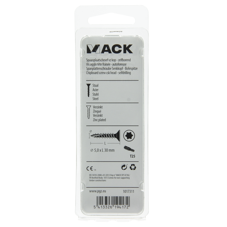 Afbeelding laden in galerijviewer, Mack 1017311 - spaanplschr.vzkop-zelfb. geelverz. 15 st 5,0 x 30 mm | 10 stuks