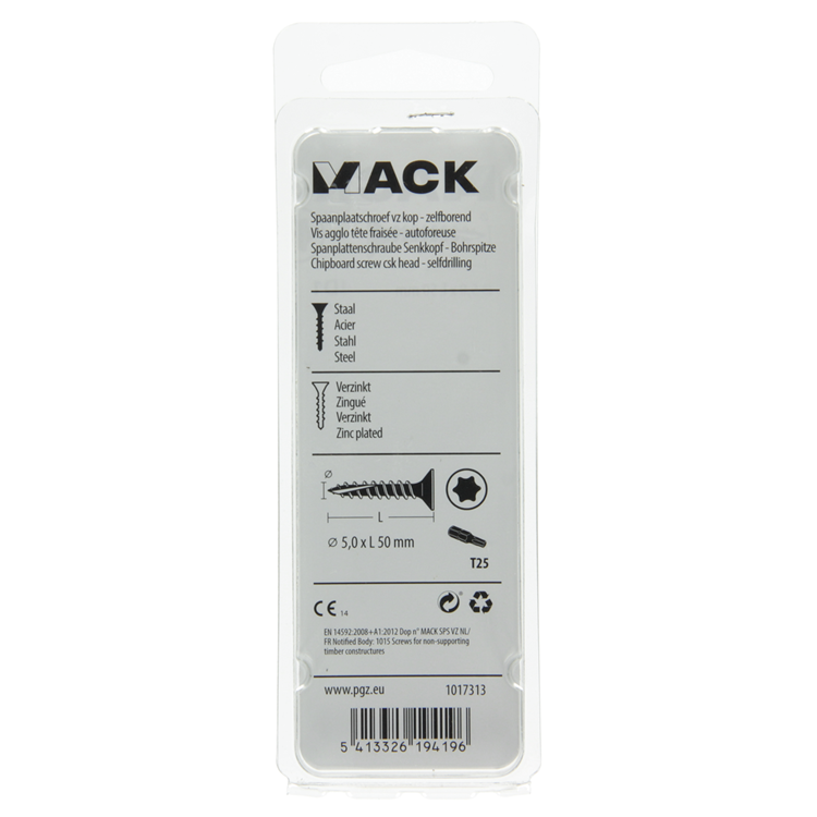 Afbeelding laden in galerijviewer, Mack 1017313 - spaanplschr.vzkop-zelfb. geelverz. 10 st 5,0 x 50 mm | 10 stuks